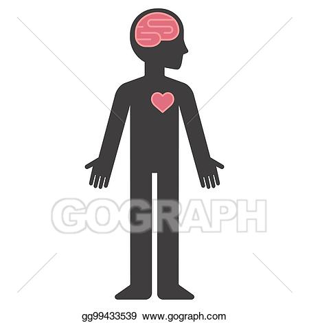 Vector art cartoon human. Mind clipart silhouette