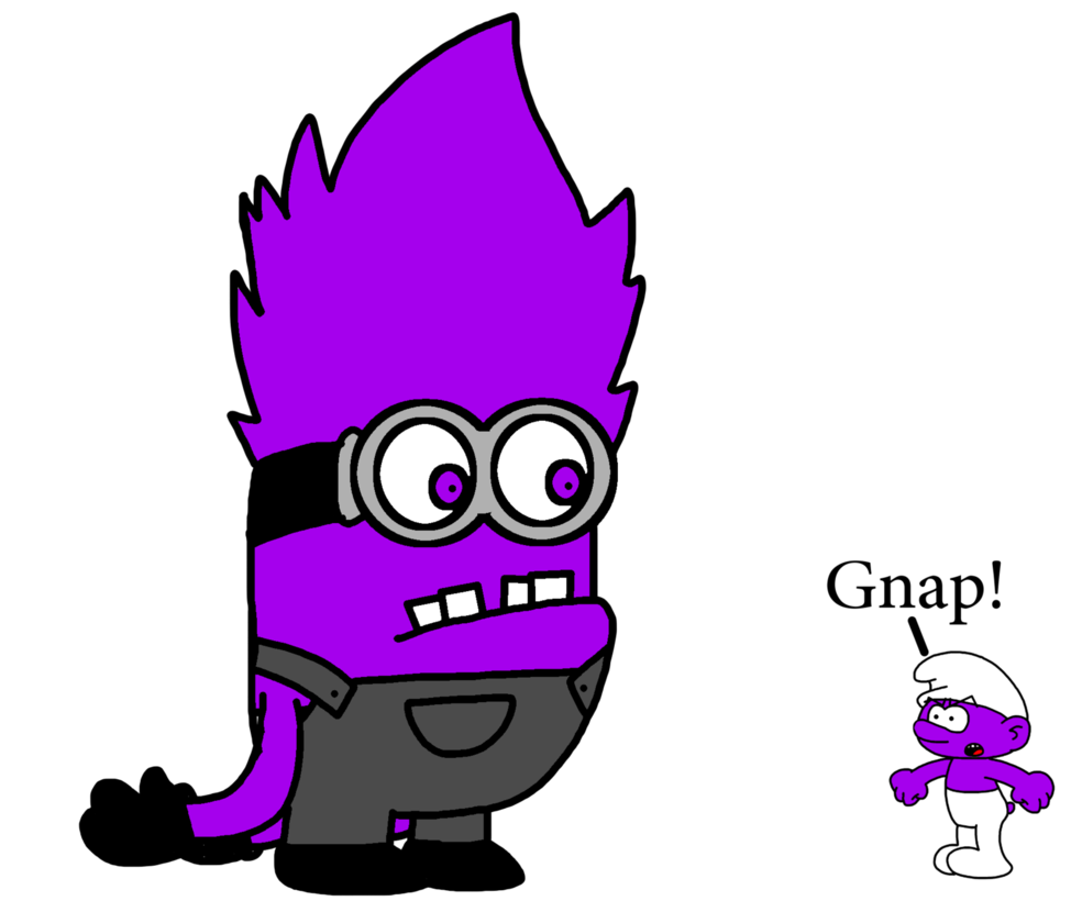 Minion clipart evil. Meets purple smurf by