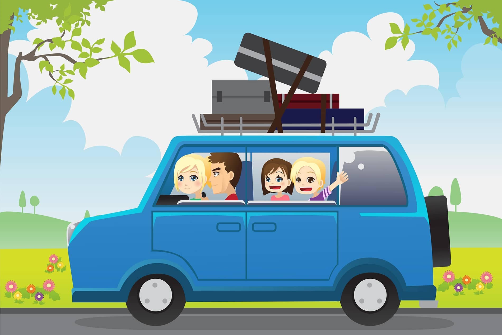 Машины пап на английском. Семейный автомобиль рисунок. Мультяшная машина путешествие. Семейное путешествие на автомобиле рисунок. Автомобили для путешествий вектор для детей.