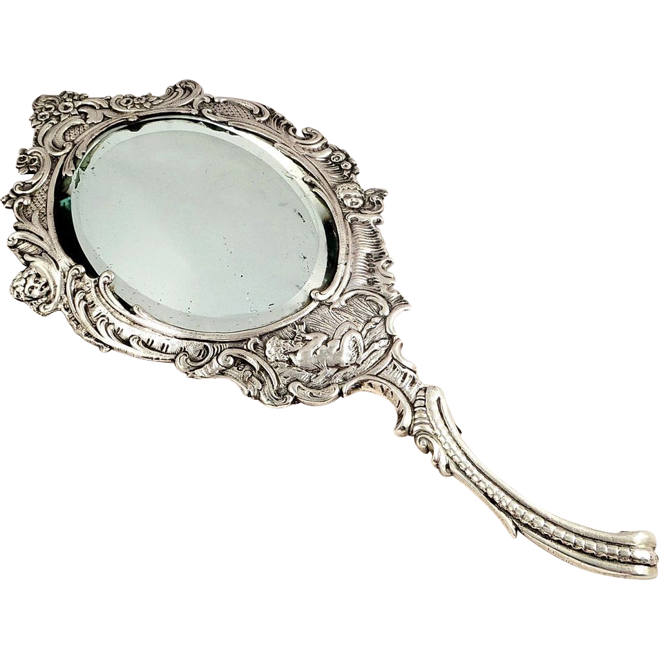 Mirror clipart fancy mirror. Hand antique victorian sterling