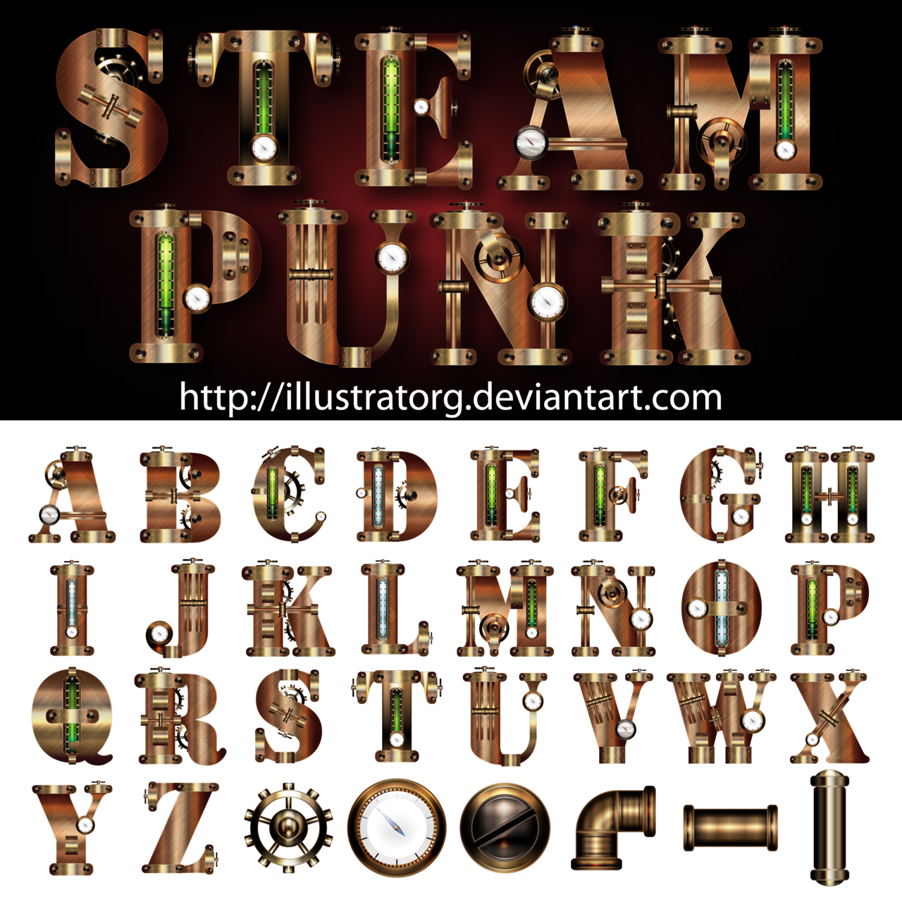 Font v by illustratorg. Steampunk clipart invention discovery