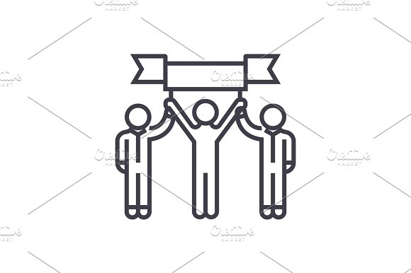 Winner personal accomplished vector. Mission clipart team achievement