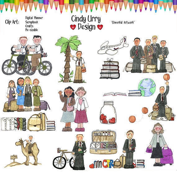 Missionary clipart parent. Set digital planner lds