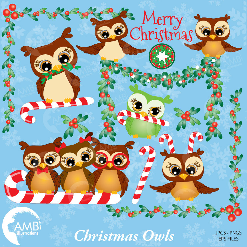 Christmas owl owls clip. Mistletoe clipart cute