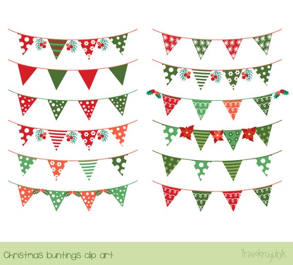 Mistletoe clipart cute. Christmas bunting banner flag