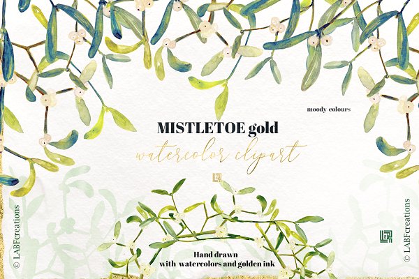 mistletoe clipart gold