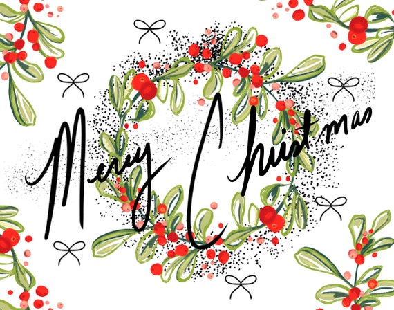 Clip art wreath planner. Mistletoe clipart merry christmas