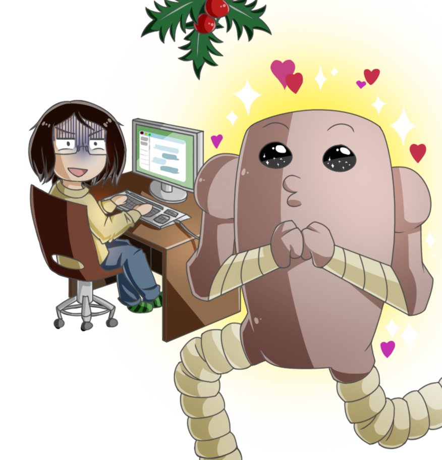 Hitmonlee a christmas present. Mistletoe clipart painting