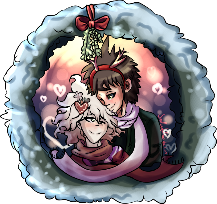 Mistletoe clipart painting. Fanart komahina by maechi