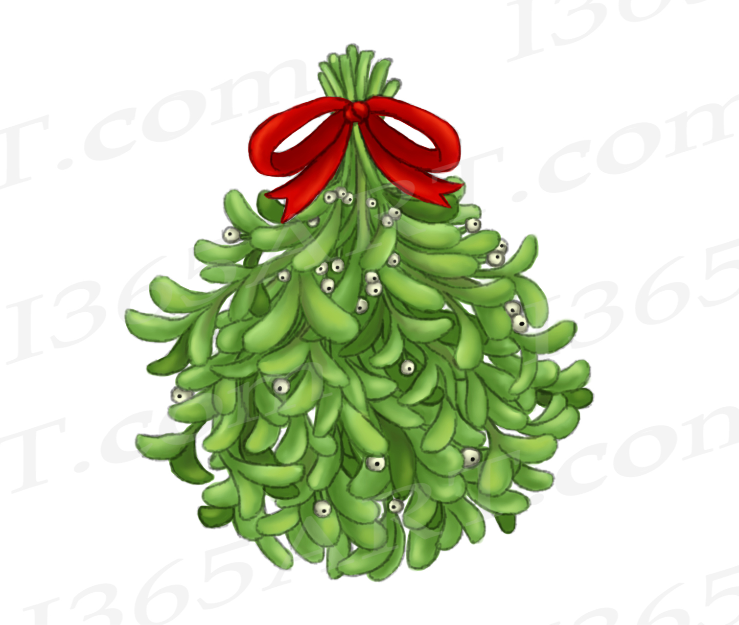 Watercolor clip art graphic. Mistletoe clipart painting