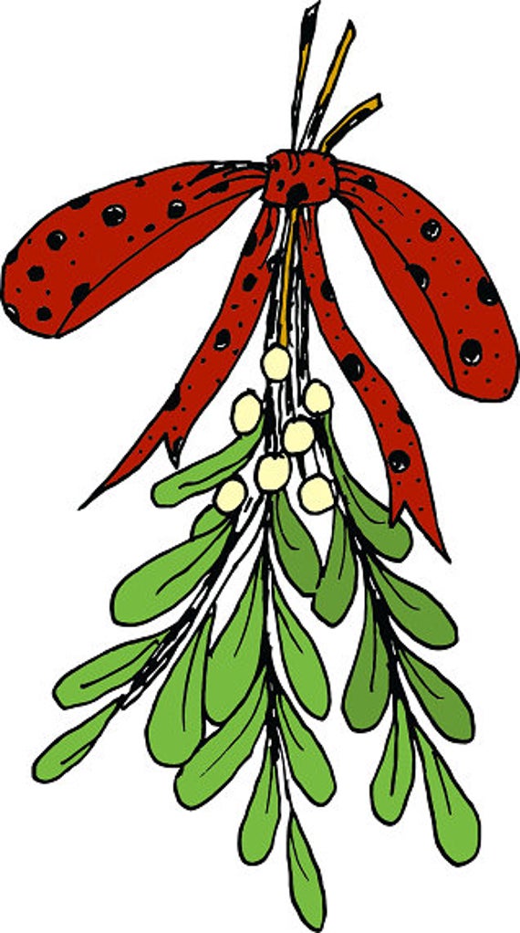 Mistletoe clipart printable. Vintage christmas hanging bouquet