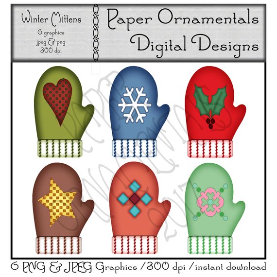 Winter clip art cute. Mitten clipart paper