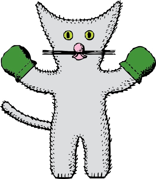 Kitten with mittens clip. Mitten clipart vector
