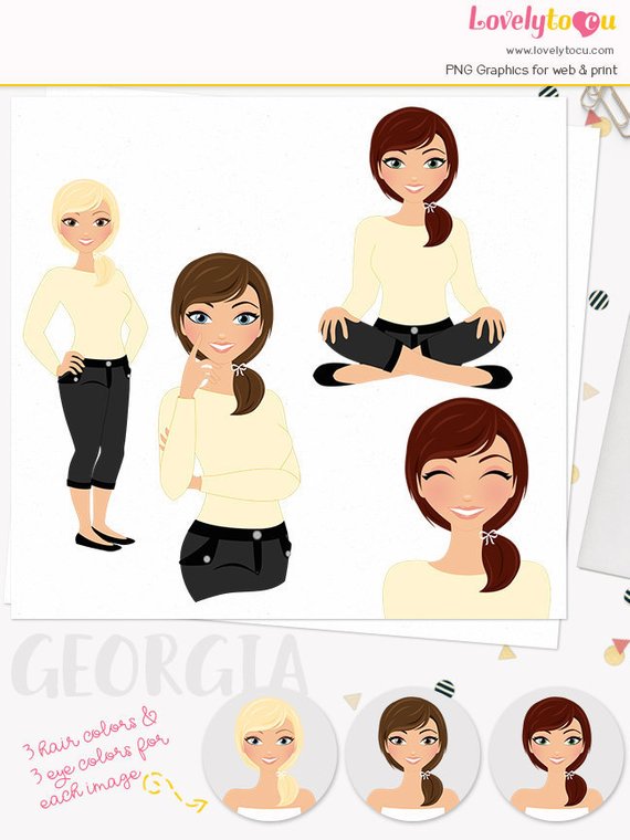 Mom clipart character. Boss babe fashion girl