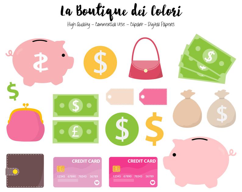Money clipart digital. Cute illustrations png save