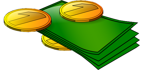 File bills and coins. Money clip art transparent background