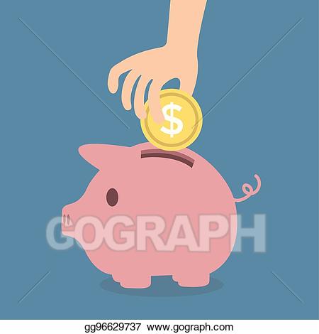 Money clipart savings. Vector saving in piggybank