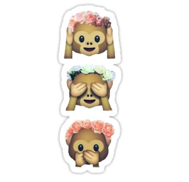See no evil hipster. Monkey emoji with flower crown png