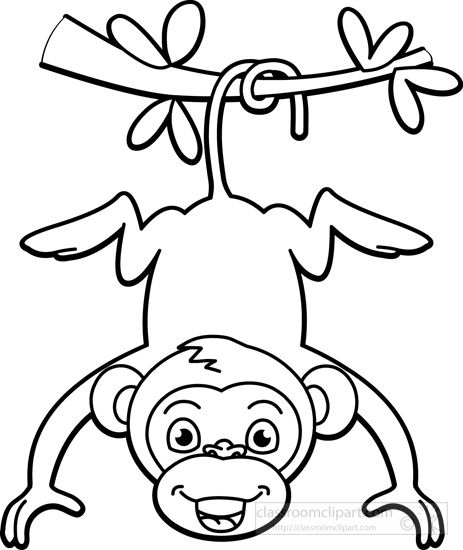 Monkey rocks bunny coloring. Monkeys clipart black and white