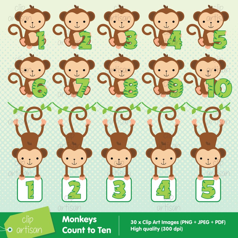 monkeys clipart number
