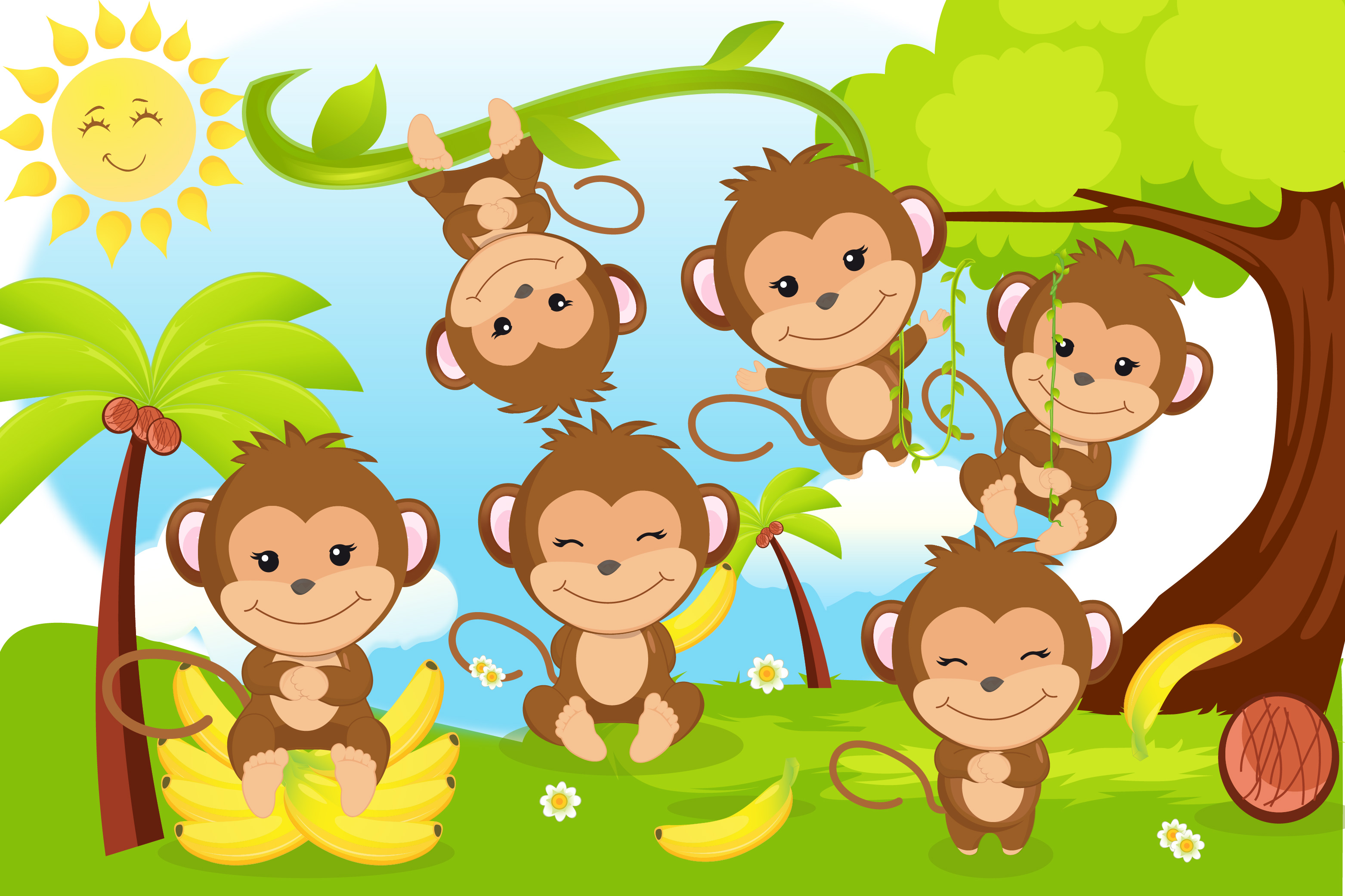 monkeys clipart summer
