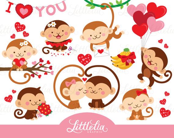 monkeys clipart valentines