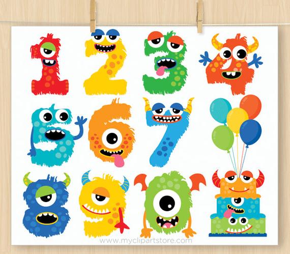 Monster clipart boy. Numbers cute alphabet party