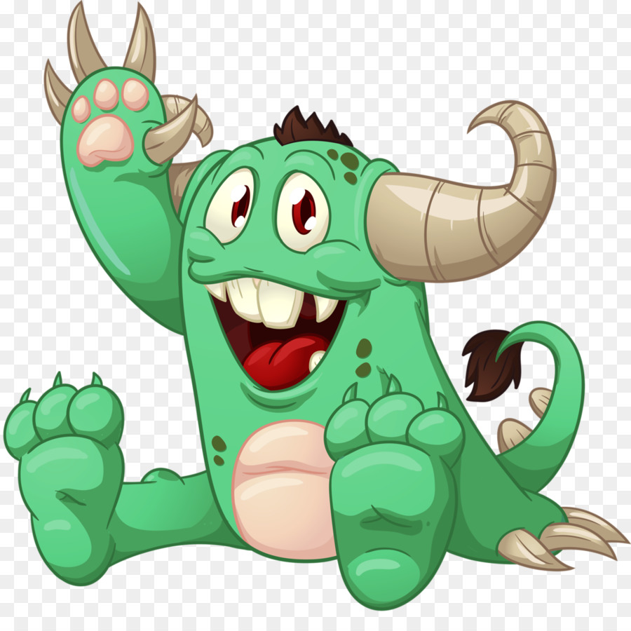 Monster clipart cartoon. Green grass background graphics