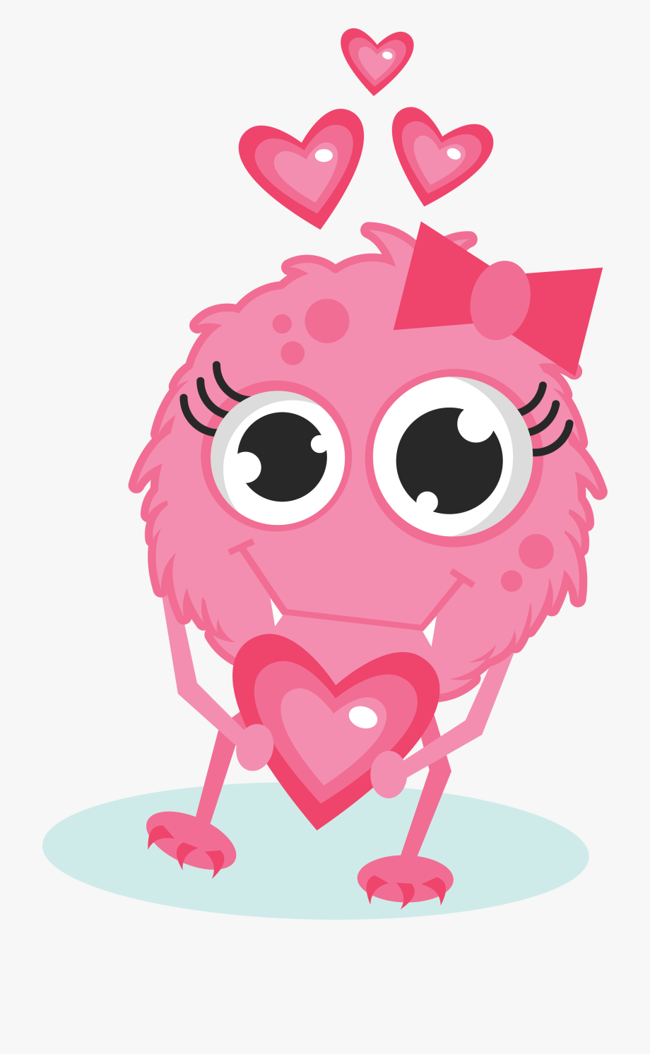 Monster clip pink valentines. Valentine clipart monsters