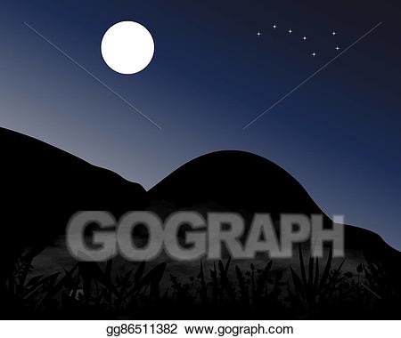 Moon clipart moonlight. Eps vector mountains at