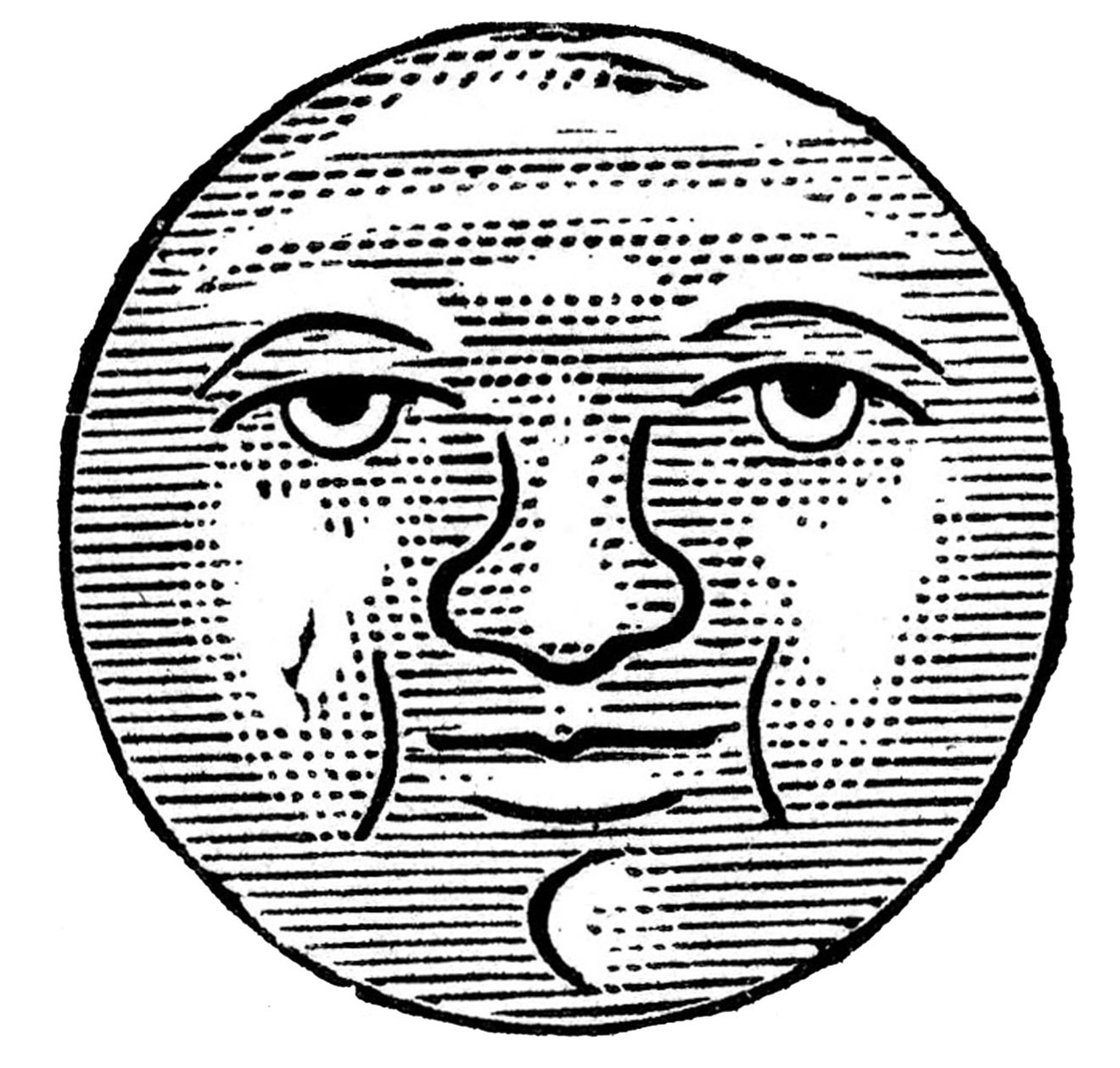 Moon clipart vintage.  man in the