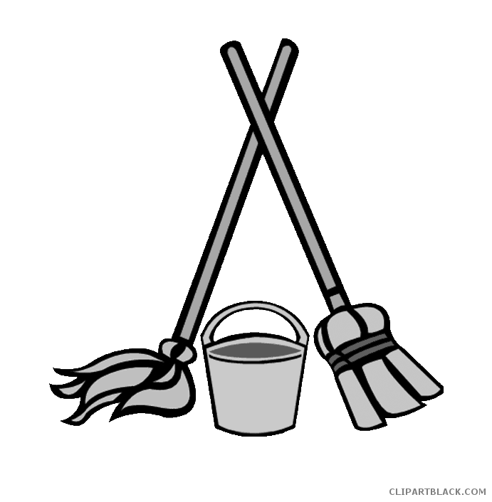 Mop clipart black and white. Bucket clipartblack com tools
