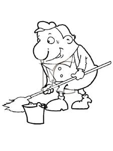mop clipart coloring page