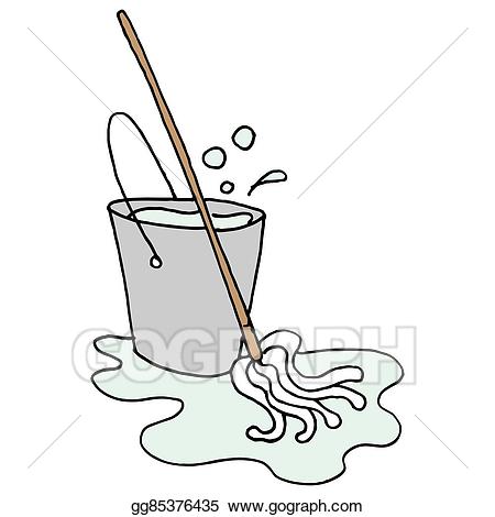 Mop clipart soapy water. Vector illustration and bucket