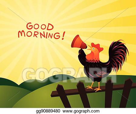 morning clipart rooster cartoon