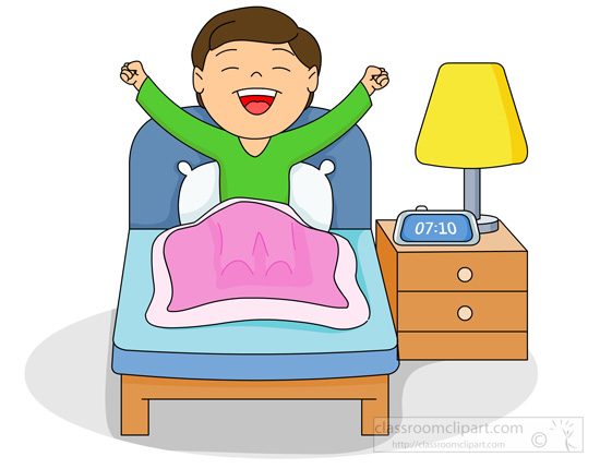 Home boy in bed. Morning clipart sleeping