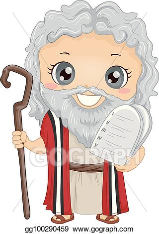 Vector art boy costume. Moses clipart cut out