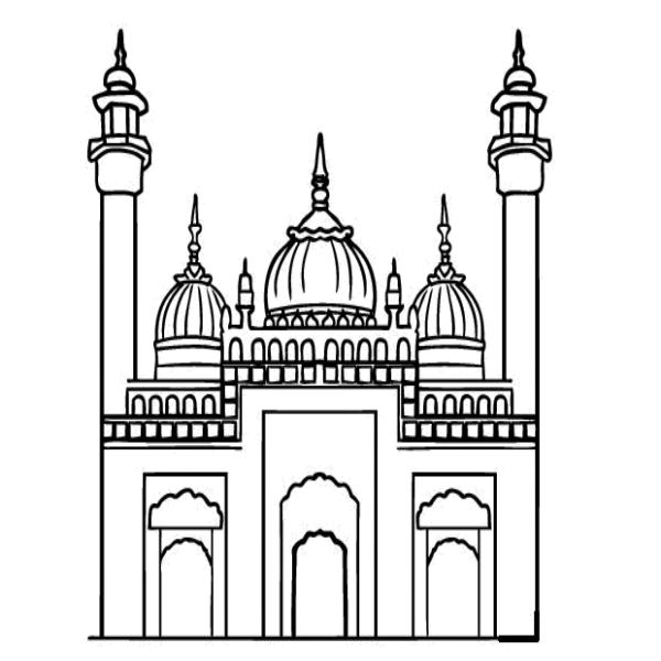 mosque clipart colouring page