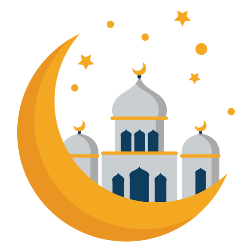 Tower dome crescent star. Mosque clipart flat