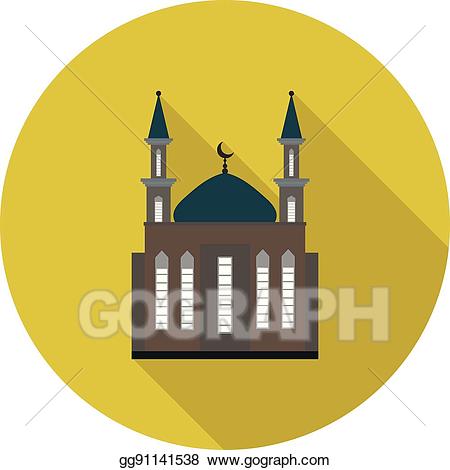 Mosque clipart flat. Vector icon illustration 