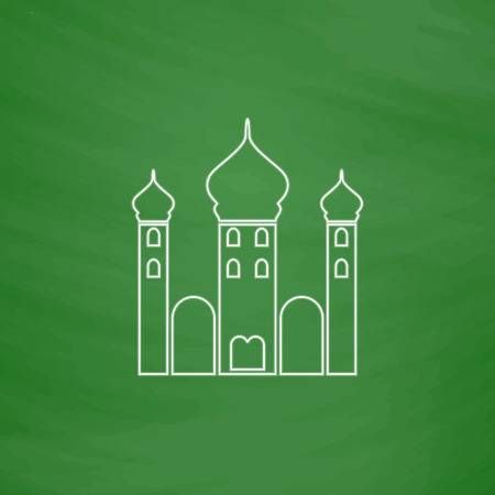 Stock vector icons drawings. Mosque clipart pictogram