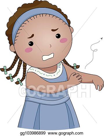 Mosquito clipart kid. Vector illustration girl bite
