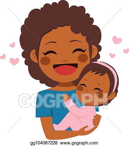 Eps illustration cute baby. Mother clipart african american