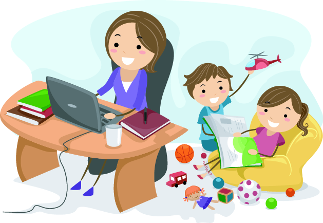 Mother clipart work at home. Stay mom resume and
