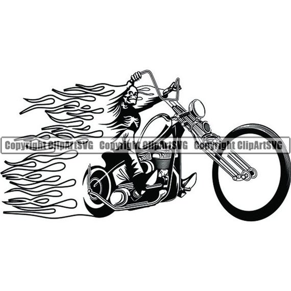 Motorcycle clipart fire. Skull skeleton flames custom