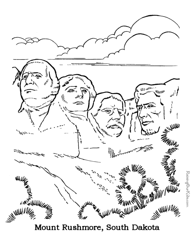 mount rushmore clipart coloring page