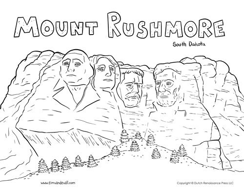 mount rushmore clipart coloring page