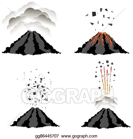 Mountain clipart volcanic mountain. Eps vector volcano erupting