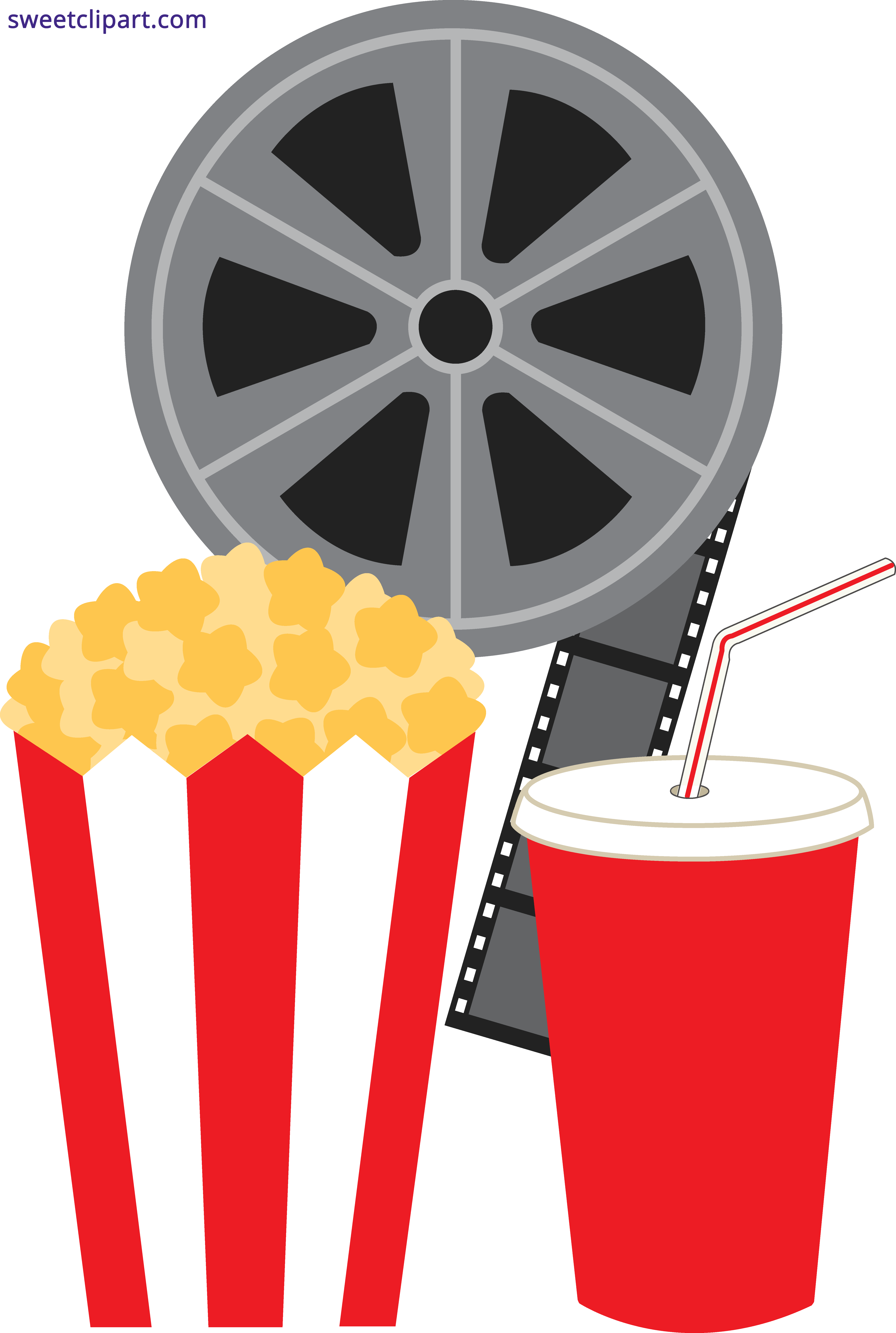 Movie clipart. Popcorn soda and sweet