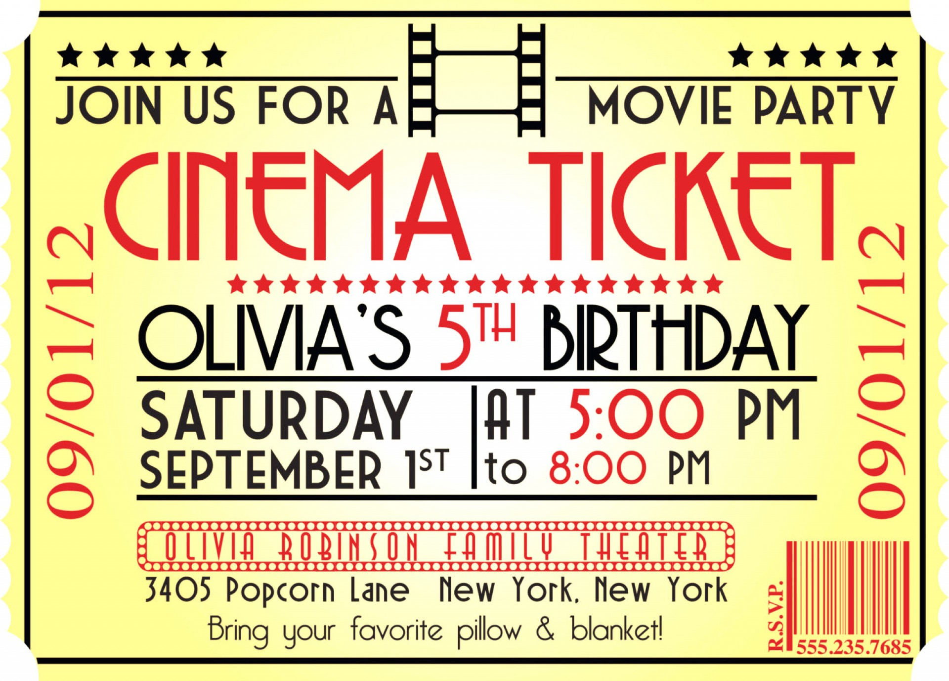 Movie clipart invitation template free. Most ticket printable best